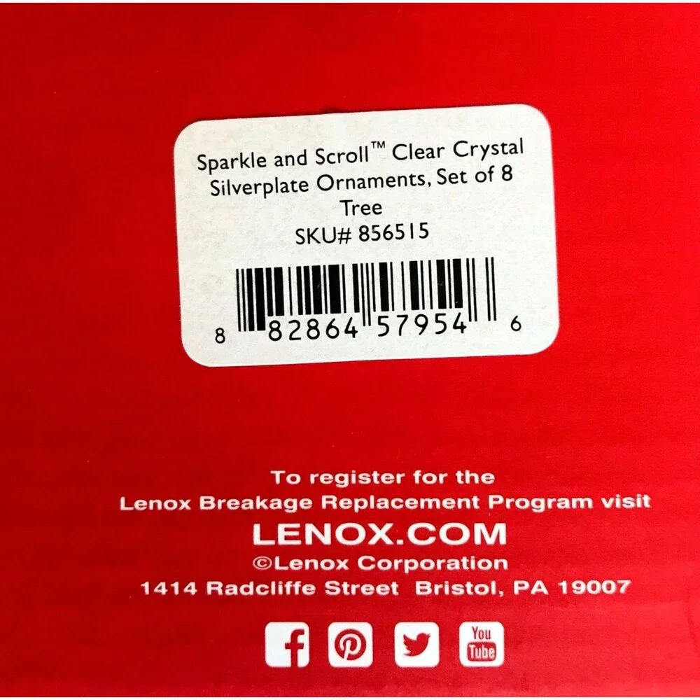 Lenox Christmas Ornaments 2 Sparkle and Scroll Bells + Tree Silver Original Box